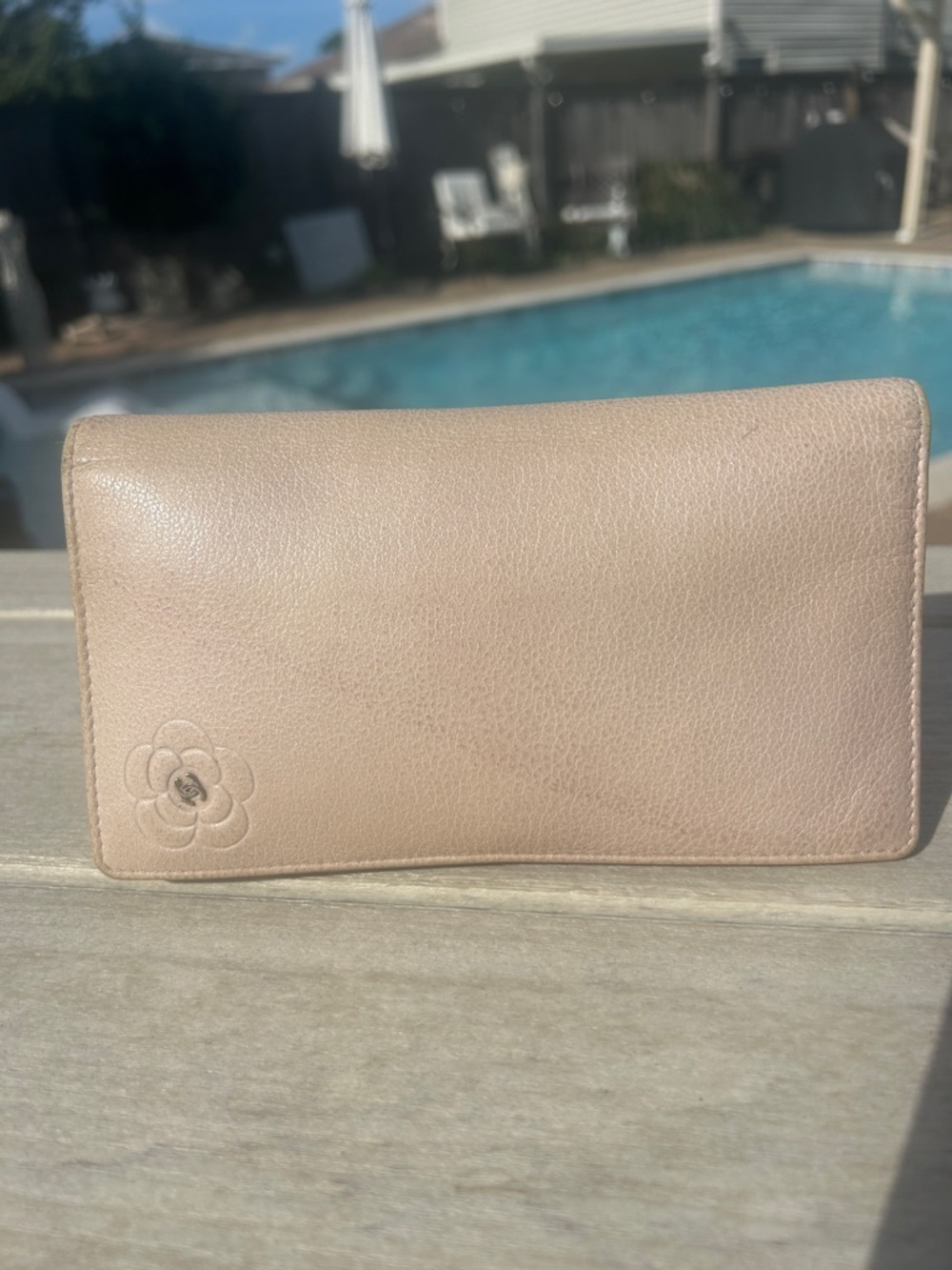 Chanel Authentic Camellia Long Flap Wallet